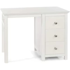 White Wood Painted Single Pedestal 3 Drawer Storage Dressing Table Vanity Desk