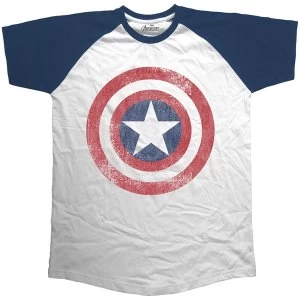 Marvel Comics - Avengers Assemble Distressed Shield Unisex Medium T-Shirt - Blue,White