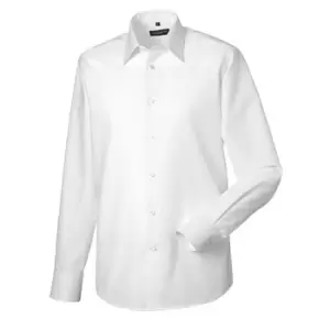 Russell Collection Mens Long Sleeve Easy Care Tailored Oxford Shirt (16inch) (White)