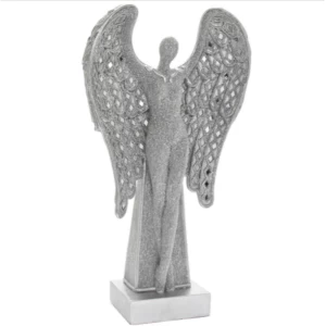 Silver Art Angel Standing 17" Ornament By Lesser & Pavey