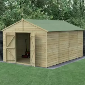 15' x 10' Forest Beckwood 25yr Guarantee Shiplap Windowless Double Door Apex Wooden Shed - Natural Timber