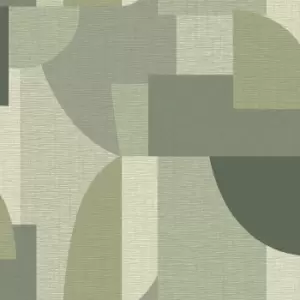Belgravia Decor Ceruti Geometric Green Wallpaper