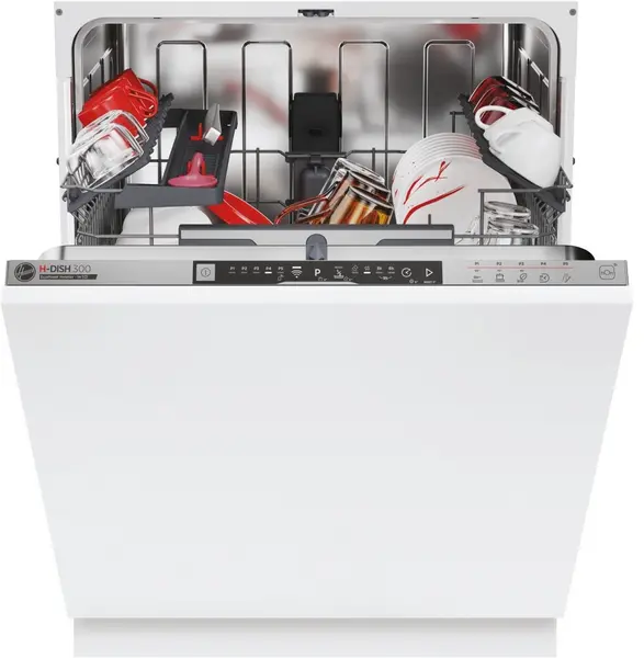 Hoover H-DISH 300 HI4E7L0S-80 Fully Integrated Standard Dishwasher - Silver Control Panel - E Rated