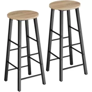 Tectake - 2 Bar stools Keynes - dining chairs, stools, breakfast bar stools - industrial wood light, oak Sonoma - industrial wood light, oak Sonoma