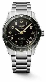 LONGINES L38124636 SPIRIT ZULU TIME GMT 42mm Green Bezel Watch