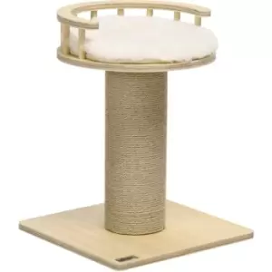 52cm Kitty Activity Centre w/ Bed, Jute Scratching Post - Natural wood finish - Pawhut