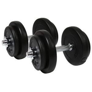 Charles Bentley 20KG Spinlock Gym Workout Weights Training Cement Dumbbell Set