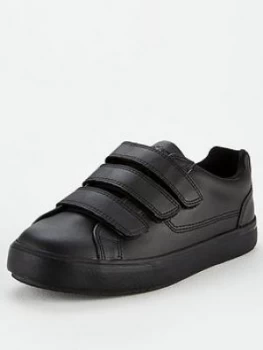 Kickers Tovni Leather Strap Plimsolls - Black Leather, Size 7, Men