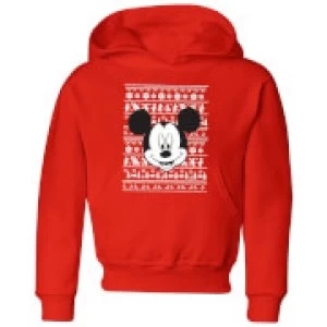 Disney Mickey Face Kids Christmas Hoodie - Red - 5-6 Years