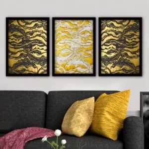 3SC99 Multicolor Decorative Framed Painting (3 Pieces)