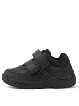 Kickers Stomper Mid Leather School Shoe, Black, Size 2 Older