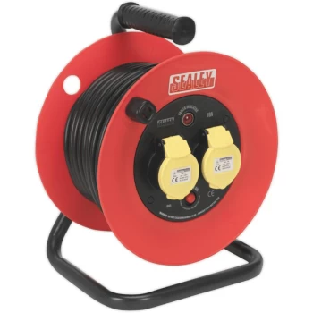 CR12515 Cable Reel 25m 2 x 110V 1.5mm² Heavy-Duty Thermal Trip - Sealey