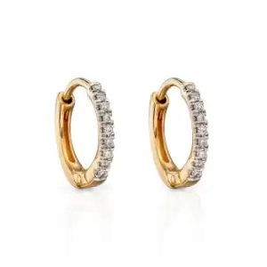 JG Signature 9ct Gold Diamond Huggie Hoop Earrings 10mm