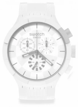 Swatch CHEQUERED WHIITE White Silicone strap White Dial Watch
