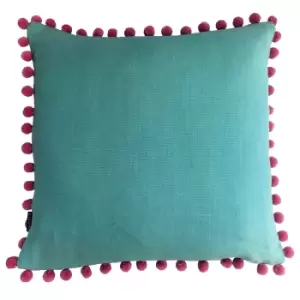 Mardi Gras Pom-Pom Cushion Aqua / 50 x 50cm / Polyester Filled