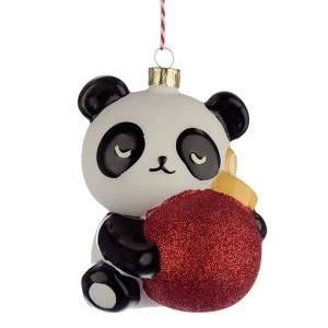 Panda Glass Christmas Bauble Decoration