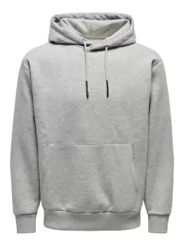 ONLY & SONS Solid Colored Hoodie Men Grey