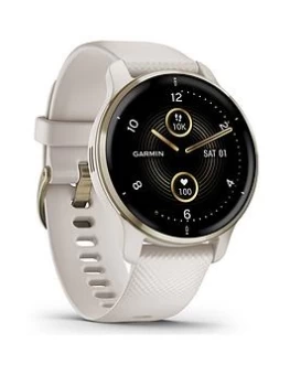 Garmin Venu 2 Plus Gps Smartwatch With All-Day Health Monitoring And Voice Functionality - Cream Gold & Ivory