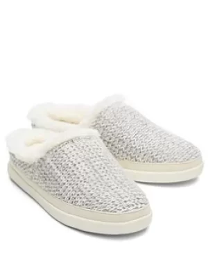 TOMS Cosy Sweater Mule Slippers, White, Size 7, Women
