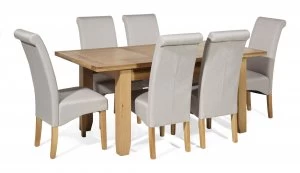 Linea Rustic Extending Dining Table 6 Chairs Brown