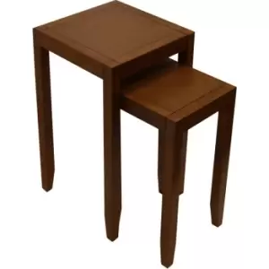 ANYWHERE - Solid Wood Nest of Two Side / End Tables - Walnut Effect - Dark stain