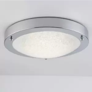 Led Bathroom Ceiling Light, Chrome Finish with Glass Shade, 18 Watts, 1490 Lumens, Natural White (4000K) Water Resistant IP44