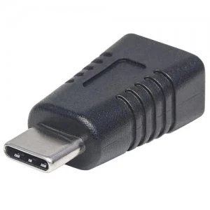 Manhattan USB-C to Mini-USB Adapter Male to Female 5 Gbps (USB 3.2 Gen1 aka USB 3.0) SuperSpeed USB Black Lifetime Warranty Polybag
