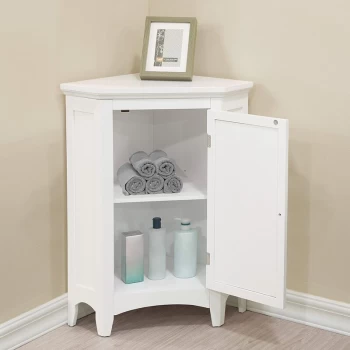 Teamson Home - Bathroom Corner White Wooden Standing Cabinet ELG-586 - White