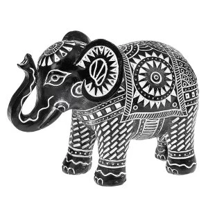 Aztec Elephant Black Medium Ornament
