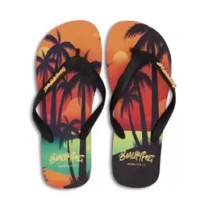 BeachyFeet Mens Sunset Lover Flip Flops (7 UK-8 UK) (Orange/Black/Green)