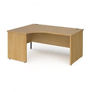 Dams International Left Hand Ergonomic Desk with Oak Coloured MFC Top and Graphite Panel Ends and Silver Frame Corner Post Legs Contract 25 1600 x 120