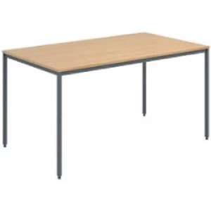 Dams International Rectangular Meeting Room Table with Oak Coloured MFC Top and Graphite Frame Flexi 1400 x 800 x 725mm