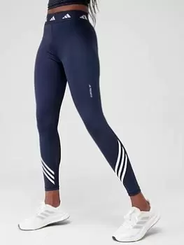 adidas Tech-Fit 3 Stripes 7/8 Leggings - Navy, Size XS, Women