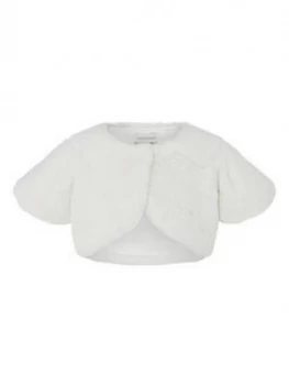 Monsoon Baby Girl Faux Fur Shrug - Ivory, Size 18-24 Months