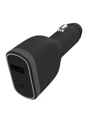 USB C PD60 USB A Car Charger Space Grey