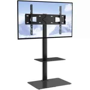 Tv Stand Mount, Swivel Tall tv Stand for 32 to 65" TVs, Height Adjustable Portable Floor tv Stand with Tempered Glass Base for Bedroom, Living