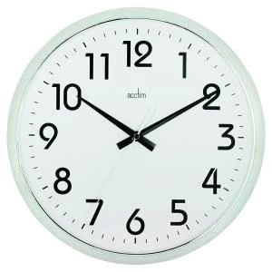 Acctim Orion Silent Sweep Wall Clock 320mm Chrome White 21287
