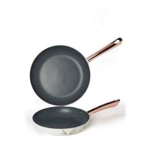Tower Marble and Rose Gold 2 Piece Fry Pan Set