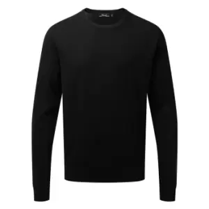 Premier Adults Unisex Cotton Rich Crew Neck Sweater (XS) (Black)