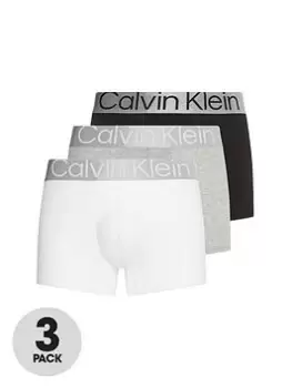 Calvin Klein 3 Pack Trunks - Black/White/Grey, Size L, Men