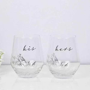 Amore By Juliana Luxury Stemless Wine Glass Set- His & Hers