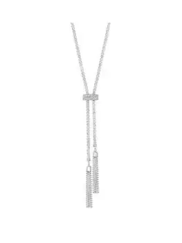 Mood Silver Crystal Diamante Tassel Lariat Necklace