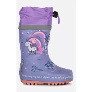 Girls Regatta x Peppa Pig Lilac Unicorn Puddle Welly Boots
