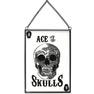 Glass Ace Of Skulls Hanging Sign