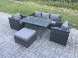 6 Seater PE Wicker Rattan Garden Furniture Set Lounge Sofa Chair Dining Table Footstools