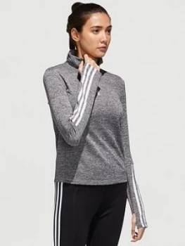 Adidas 1/4 Zip Long Sleeve Top - Grey Heather, Size XS, Women