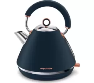 Morphy Richards Accents Rose Gold and Midnight Blue Traditional Kettle - 1.5L - Pyramid Kettle - 102039
