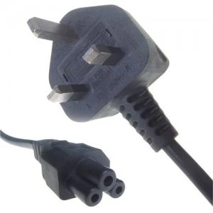 Connekt Gear Black 5A UK Mains Plug Top to IEC C5 Cloverleaf TV Power Cord Cable - 3 Meter