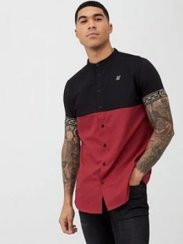 SikSilk Cut & Sew Cartel Short Sleeve Shirt - Black/Red