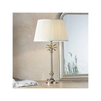 Endon Lighting Leaf & Freya - Table Lamp Polished Nickel Plate & Vintage White Silk 1 Light IP20 - E27